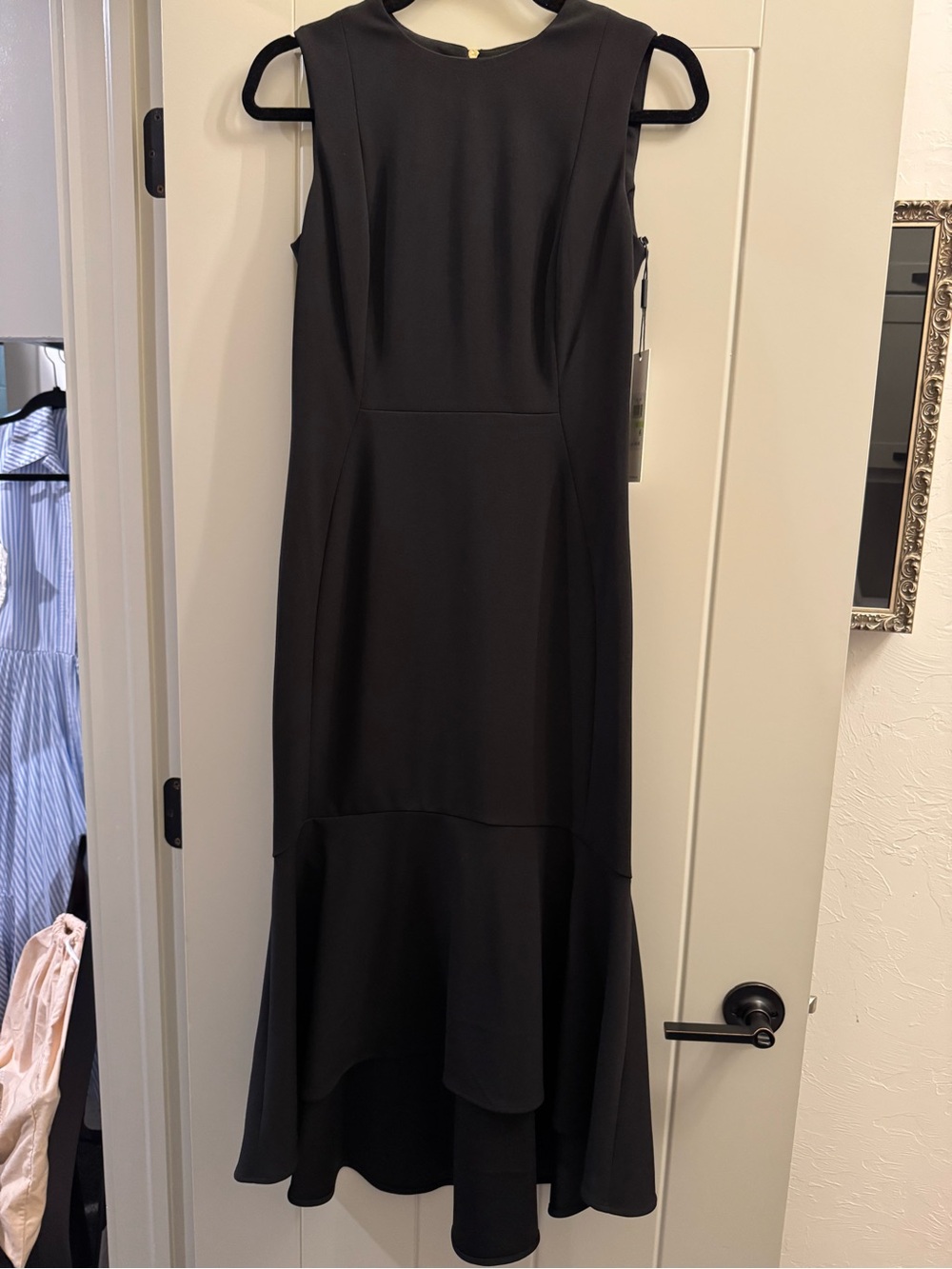 Calvin Klein Black Sleeveless Maxi Dress with Flounce Hem
